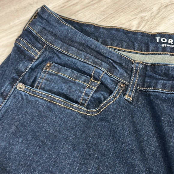 Torrid Perfect Wide-Leg Vintage Stretch Denim Cuffed Dark Blue Trouser Jeans 20S - Picture 5 of 11